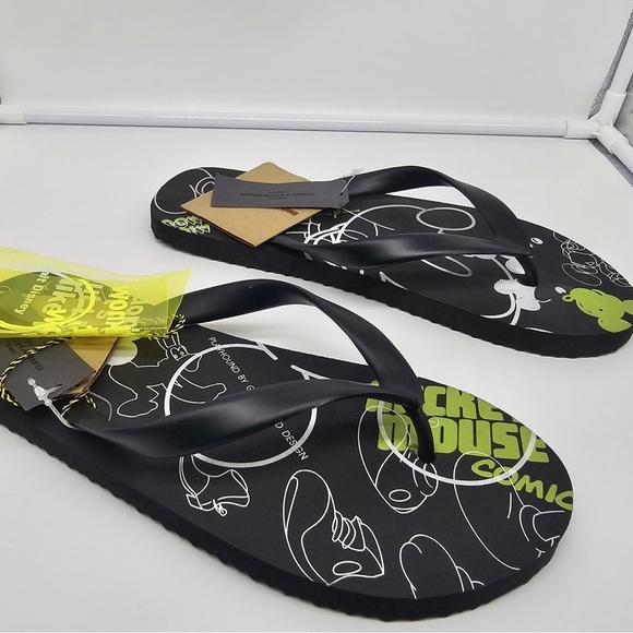NWT GREYHOUND DESIGN X MICKEY MOUSE Black Flip Flops Men's sz 43 - Picture 3 of 6